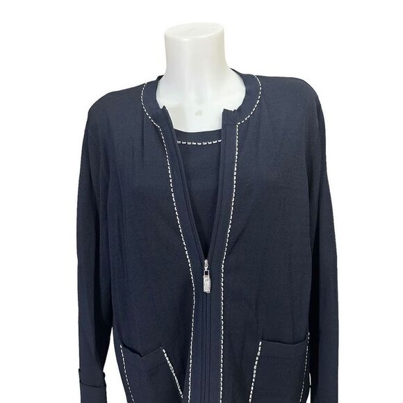 Elana by Tanner 2-Piece Cardigan & Tank‎ Navy Knit Set size 1 / Large NEW - Picture 3 of 12